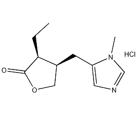 Structural formula of pilocarpine hydrochloride