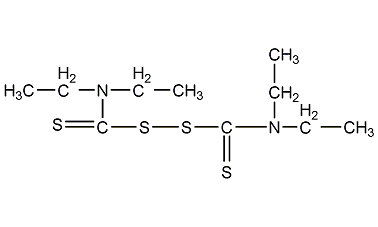 Structural formula of tetraethylthiuram disulfide