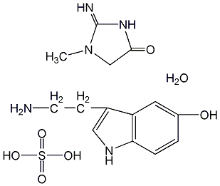 Structural formula of serotonin creatinine sulfate monohydrate