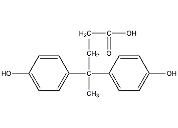 4,4-bis(4-hydroxyphenyl)pentanoic acid structural formula
