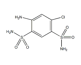 4-amino-6-chloro-1,3-benzenedisulfonamide structural formula