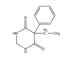 5-ethyl-5-phenyl-dihydro-4,6(1H,5H)-  Pyrimidinedione structural formula