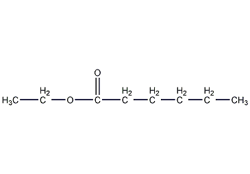 Structural formula of ethyl hexanoate