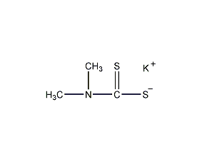 Structural formula of potassium dimethyldithiocarbamate