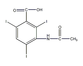 Structural formula of acetoiodobenzoic acid