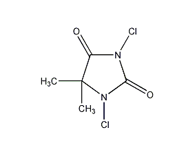 1,3-dichloro-5,5-dimethylhydantoin structural formula