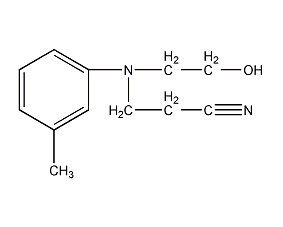 N-2-cyanoethyl-N-2-hydroxyethyl-m-toluidine structural formula