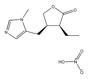 Structural formula of pilocarpine nitrate