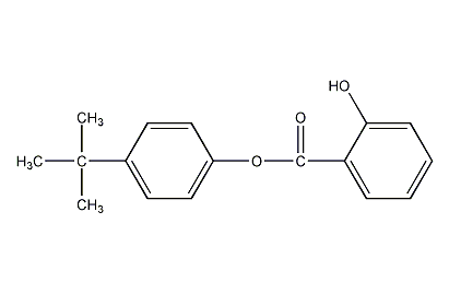 Structural formula of 4-tert-butylphenyl salicylate
