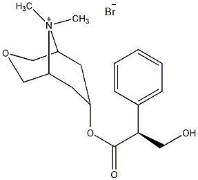 Structural formula of scopolamine methylbromide