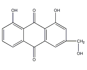 1,8-dihydroxy-3-(hydroxymethyl)anthraquinone structural formula