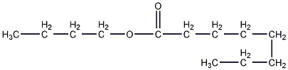 Structural formula of n-butyl octanoate